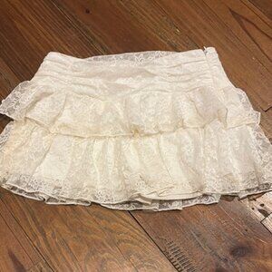 White Bubble Mini Skirt with Ruffled Tiers